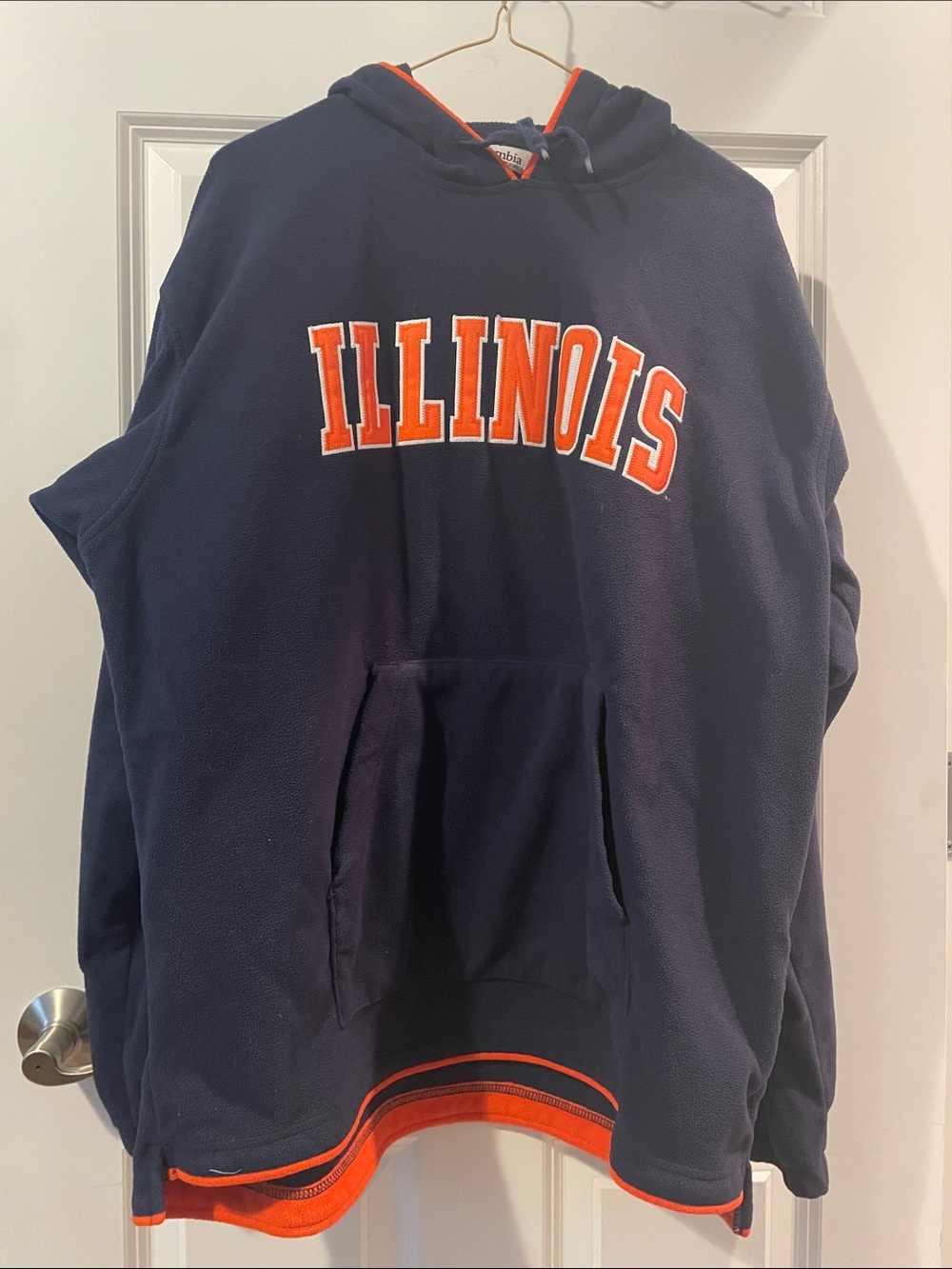 Illinois Navy and Orange Hooded Sweatshirt - Columbia Size XL Mens